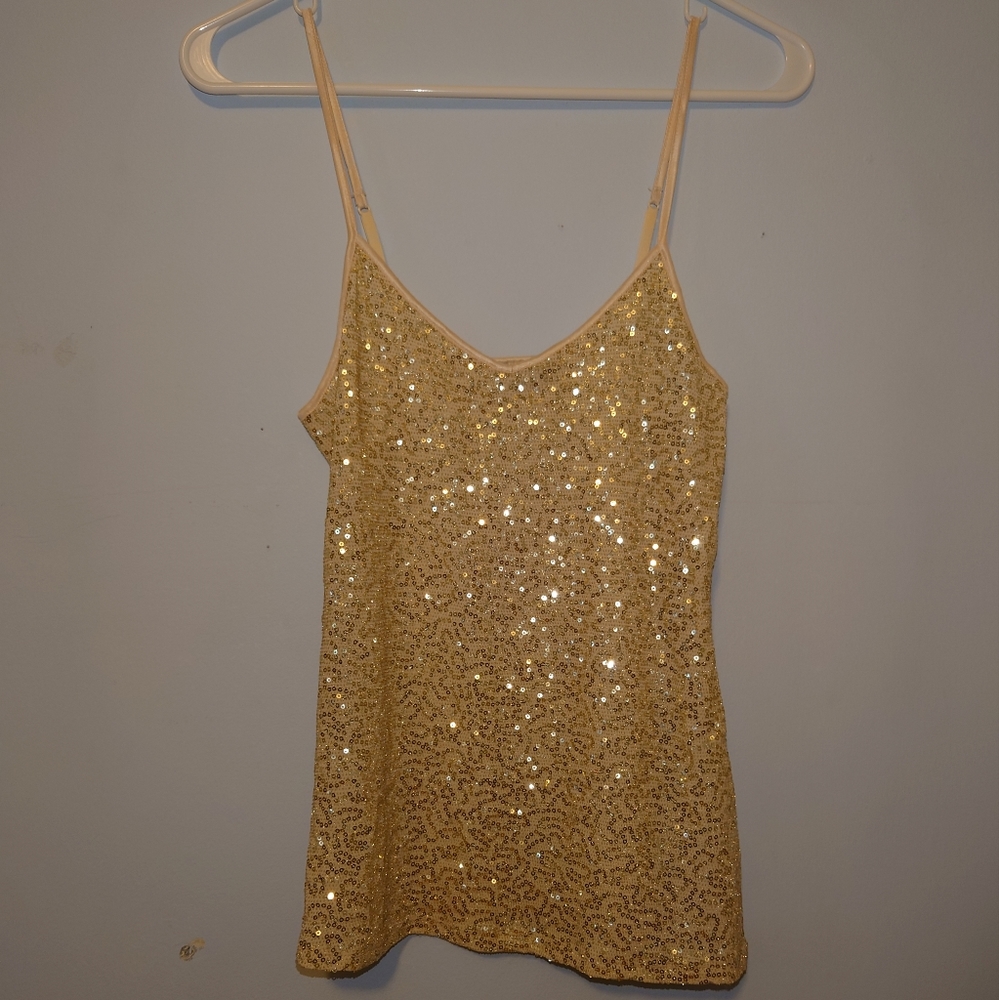 Gold sequin tank top